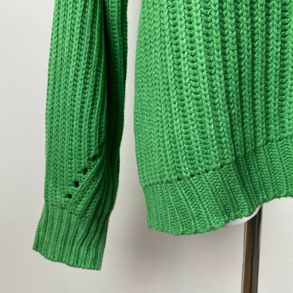 Code X Mode Cardigan Sweater S Chunky Knit Green Open Oversized New - Picture 3 of 12